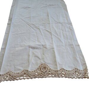 1 Vintage Beige Cotton Pillowcase Crochet Lace Trim Standard 20x31 NEW